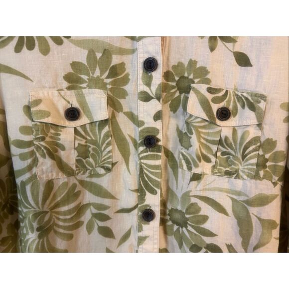 Oscar De La Renta Linen Button Up Shirt Large Tropical (5843) - Picture 2 of 7